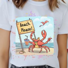 White Cartoon Print T-shirt For Vacation, Beach Design, Retro Tshirt, Digital Scrapbooking Kits, Tumbler Designs, Sublimation Printing, Digital Scrapbooking, Digital Paper, Printed Items