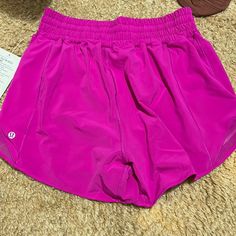 Lulu No Longer Makes These Shorts In This Color. This Color Went Viral On Tik Tok! Size 6 Casual Purple Running Bottoms, Purple Running Bottoms, Hot Pink Lululemon Shorts, Pink Moisture-wicking Athletic Shorts For Yoga, Sporty Pink Moisture-wicking Athletic Shorts, Lululemon 4-way Stretch Athletic Shorts, Purple Activewear With Built-in Shorts, Lulu Lemon Shorts, Pink Moisture-wicking Nylon Athletic Shorts