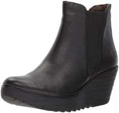 PRICES MAY VARY. Lining Microfiber Ladies Fly London Mousse Wedge Platform Slip-on Leather Ankle Boots London Women, Fly Shoes, London Shoes, Fly London, Black Boots Women, Ladies Of London, Mid Calf Boots, Jane Austen, Boots Black