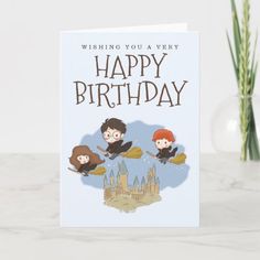 a birthday card with three cartoon characters on it