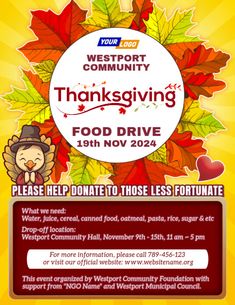 the thanksgiving food drive flyer for westport community