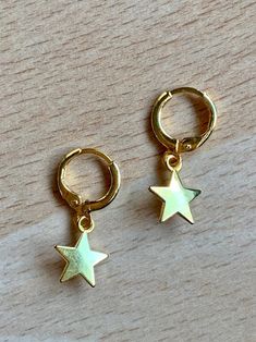 Star Earrings/Huggie Hoop Earrings/ Silver Earrings/Gold | Etsy Celestial Small Hoop Huggie Earrings, Celestial Hypoallergenic Earrings For Everyday, Hypoallergenic Celestial Earrings For Everyday, Adjustable Nickel-free Celestial Hoop Earrings, Celestial Huggie Hoop Earrings For Everyday, Celestial Adjustable Hoop Earrings, Adjustable Celestial Hoop Earrings, Celestial Gold Hoop Earrings Nickel Free, Hypoallergenic Star-shaped Metal Hoop Earrings