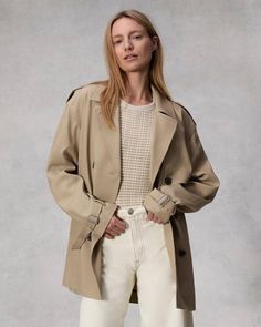 Buy Beverly Cropped Trench for USD 758.00 | rag & bone Timeless Gabardine Outerwear For Fall, Timeless Outerwear With Belted Cuffs, Timeless Gabardine Outerwear For Spring, Timeless Fall Outerwear With Belted Cuffs, Timeless Outerwear With Belted Cuffs For Fall, Timeless Outerwear With Belted Cuffs For Work, Classic Outerwear With Notch Lapel And Belted Cuffs, Timeless Spring Outerwear With Double Button Closure, Timeless Double-breasted Outerwear For Fall