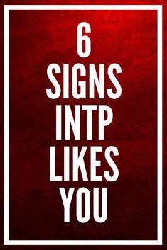 the words 6 signs intp likes you on a red background with white square frame