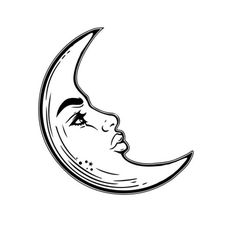 a woman's face in the shape of a crescent moon with her eyes closed