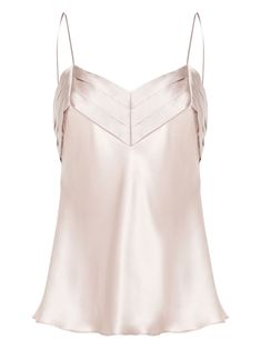 light pink silk satin weave lightweight construction adjustable spaghetti straps sleeveless V-neck pleat detailing straight hem pull-on style We've partnered with Good On You — an independent agency that rates how brands perform in relation to their impact on the planet, people and animals, with a multi-criteria rating simplified to a five points scale. In order to be awarded our conscious label, larger brands need to score a minimum of four out of five ('Good'), while smaller brands must score at least three out of five ('It's A Start'). This item comes from a brand rated three out of five ('It's A Start') by Good on You at the time it was added on FARFETCH. Please note, this is a brand-level rating and does not guarantee that this product is made with conscious materials. Learn more abou Carine Gilson, Planet People, Yoko London, Silk Camisole, City Dress, Iconic Bags, Summer Beach Wear, Ballet Flat Shoes, Pink Silk