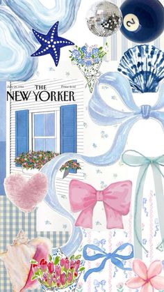 an image of new yorker magazine cover with bows and flowers on the front page