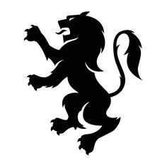 a black and white silhouette of a lion