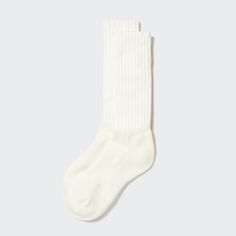 HEATTECH Ribbed Pile Socks Casual White Ribbed Socks, White Cotton Mid-calf Socks, White Mid-calf Cotton Socks, Casual White Ribbed Knee-high Socks, Casual White Socks With Ribbed Cuffs, White Casual Socks With Ribbed Cuffs, White Ribbed Cotton Socks, Sporty Stretch Ribbed Socks, White Ribbed Winter Socks