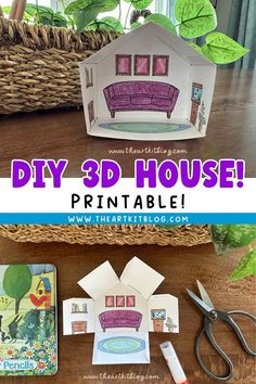 the diy 3d house printable is displayed on a table