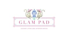 the logo for glam pad, an elegant living and interior design studio in london