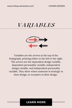 an info sheet with the words variables and arrows pointing in different directions on it