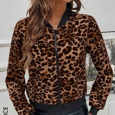 This Is Such A Cute Jacket! It Is Animal Printed And Fully Zips. Pair It With Jeans And Boots! Perfect For Fall And Winter Weather! Fall Leopard Print Outerwear With Pockets, Casual Leopard Print Outerwear For Work, Trendy Leopard Print Long Sleeve Outerwear, Chic Leopard Print Outerwear For Fall, Trendy Long Sleeve Leopard Print Outerwear, Winter Leopard Print Outerwear With Pockets, Trendy Leopard Print Outerwear For Fall, Winter Workwear Outerwear In Leopard Print, Chic Leopard Print Long Sleeve Outerwear