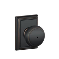 an image of a black knob on a white background with the door handle in bronze