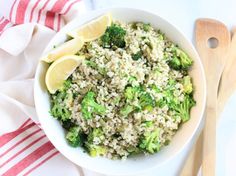 Broccoli, avocado, and brown rice salad Brown Rice Salad, Dinner Rotation, Rice Salad, Brown Rice, Chickpeas