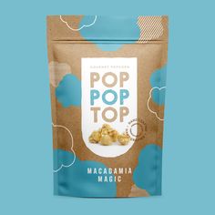 a bag of macaroni and cheese pop top on a blue background