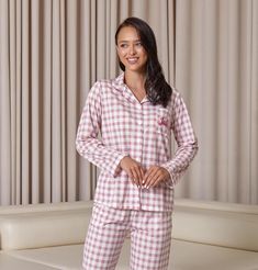 Personalized Tartan PJs - Customized Cotton Lounge Set, Custom Plaid Cotton Pajamas, Personalized Sleepwear, Winter Cozy Pjs, Pink Pajamas   Add a touch of cozy charm to your bedtime routine with these Personalized Plaid Cotton pajamas! Made from soft and breathable cotton fabric, these pajamas feature a classic plaid pattern that is perfect for lounging around the house or getting a good night's sleep. Personalize them with your initials or name for a special touch. Treat yourself to comfort an Plaid Cotton Sleep Sets, Plaid Cotton Loungewear Sets, Plaid Cotton Sleepwear Sets, Plaid Long Sleeve Sleepwear For Loungewear, Plaid Cotton Sleepwear For Sleepover, Plaid Cotton Sleepwear For Home, Cotton Plaid Sleepwear For Home, Plaid Long Sleeve Pajama Set For Party, Plaid Cotton Sleepover Sets