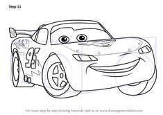 how to draw cars from the disney pixama movie step by step instructions for kids