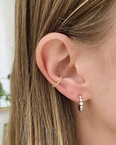 These oversize diamond huggie earrings offer an impactful look. Diamond Ear Cuff, Necklace Length Guide, Diamond Huggie Earrings, Bracelet Size Chart, Diamond Huggies, Kids Rings, Kids Bracelets, Size Chart For Kids, Kids Earrings