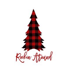 a red and black plaid christmas tree with the word robin around it's bottom