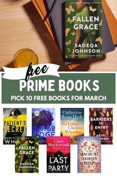 some books on a table with the title free prime books pick 10 free books for march