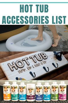 the hot tub accessories list is displayed with bottles