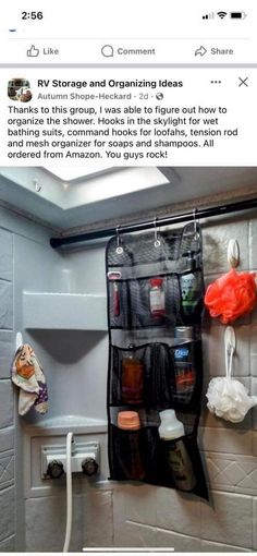 an image of a bathroom with the caption'rv storage and organizing ideas '