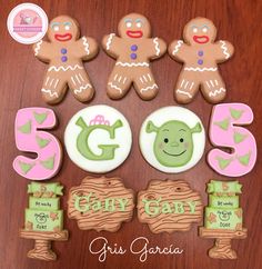 Shrek Cookies Decorated, Disney Cookies, Pink Cookies, 19th Birthday, Sweet Cookies