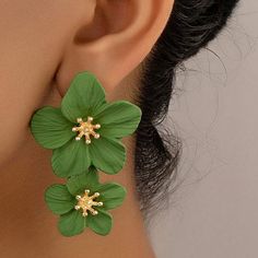 Summer Bloom Green Metal Floral Earrings Bundle & Save! Gold Statement Earrings Bold Clay Earrings, Colorful Statement Earrings, Floral Clay Earrings, Homemade Clay, Earring Bundle, Clay Crafts Air Dry, Gold Statement Earrings, Fall Earrings, Floral Accessories