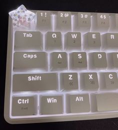 a computer keyboard that has some type of plastic on top of it, which is lit up