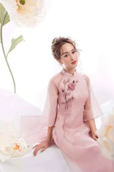 Blush Pink 3D Floral Pink Ao Dai Set Ao Dai for Women Ao Dai for Bridesmaids Vietnamese Dress for Women Ao Dai for Tet Ready to Ship - Etsy Spring Ceremony Dress With Floral Embroidery, Spring Ceremony Fitted Cheongsam, Spring Wedding Dress With Stand Collar, Traditional Spring Organza Dress, Pink Summer Wedding Cheongsam, Summer Wedding Pink Cheongsam, Pink Organza Sets For Spring, Fitted Spring Sets With Stand Collar, Spring Fitted Sets With Stand Collar