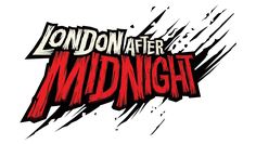 the logo for london after midnight, which features red and black paint splattered on it