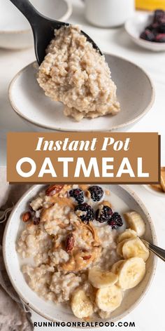 instant pot oatmeal with bananas and blueberries