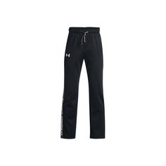 Equip his active gear with these ultimate boys' pants from Under Armour. Smooth tricot knit exterior with a brushed interior for soft comfort & warmth Material wicks sweat & dries really fast 2-pocketFIT & SIZING Loose fit 26-inch inseam Encased elastic waistband with external drawcordFABRIC & CARE Cotton, polyester Machine wash Imported Size: X Large. Color: Black. Gender: male. Age Group: kids. Material: Cotton Blend. Sporty Cotton Pants By Under Armour, Under Armour Cotton Sports Pants, Under Armour Black Sweatpants For Sports, Casual Under Armour Bottoms For Outdoor Activities, Winter Sports Pants With Comfort Waistband, Black Casual Under Armour Sweatpants, Black Sporty Sweatpants By Under Armour, Sporty Streetwear Bottoms By Under Armour, Under Armour Sporty Sweatpants For Sports