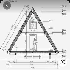 a drawing of a triangular house with measurements