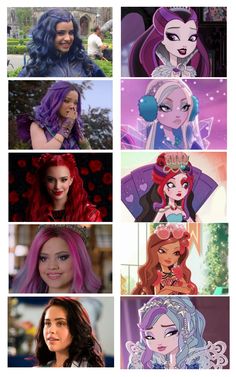 the many faces of disney princesses from different eras to their respective characters, all with different hair colors