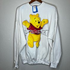 You Don’t Want To Miss Out On This Beautiful, Rare, Vintage Disneyland, Winnie The Pooh Sweater (With Tags) Xxl If You Are A Huge Winnie The Pooh Fan And Are Wanting To Get Something That Stands Out As A Statement During This Fall And Winter Season Then This Is The Sweater For You. Winnie The Pooh Varsity Jacket, Vintage Disney Sweater, Winnie The Pooh Hoodie, Disney Sweaters Kohl's, Vintage Eeyore Sweater, Sweaters Vintage, Disney Sweaters, Vintage Disneyland, Fall And Winter