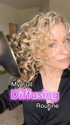 Turn Wavy Hair Into Curly Hair, Diffusing Hair Tips, Defusing Wavy Hair, Net Plopping Curly Hair, Curly Hair Styling Routine, How To Make Wavy Hair Curly, Curl Training Wavy Hair, Scrunched Hairstyles, Hairstyles For Fine Curly Hair