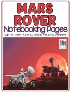 mars rover notebook page with car and draw what you've learned on the cover