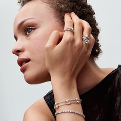 Elevate your outfit with our Treated Freshwater Cultured Pearls & Pavé Open Ring in sterling silver. A chic fusion of elegance and modern open design, this unique ring features a row of lustrous pearls on one end and a pavé of sparkling stones on the other. The Pandora logo discreetly engraved inside adds a touch of authenticity. Inspired by the timeless allure of pearls and the play of textures, this ring is a statement piece. Please consider that this ring is not size adjustable and any attemp Pandora Pearl, Pandora Logo, Double Band Rings, Bracelet Pandora, Pave Ring, Freshwater Cultured Pearls, Open Ring, Pandora Jewelry, Cultured Pearls