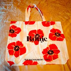 Cotton Tote Bag By Rouje, New Tote Red Flower Tote, Cotton Tote Bag, Cotton Totes, Cotton Tote Bags, Red White, Red And White, Bag Lady, Tote Bag, Red