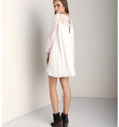 Absolutely Stunning Piece From Love And Lemons. The Bonita Lace Swing Dress. Gorgeous Crepe Like Fabric, Superbly Made. Fully Lined Lace Sleeves And Yoke Back Keyhole With Dainty Button Closure Attention To Detail Just Phenomenal. Nwot/Boutique Size: Small Retail: $182.00 Color: Ivory Chic White Mini Dress With Lace Back, White Mini Dress With Lace Back For Spring, White Lace Back Mini Dress For Date Night, White Feminine Dress With Lace Back, White Lace Dress With Lace Back For Spring, Feminine White Dress With Lace Back, White Lace Back Dress For Date Night, White Feminine Dress With Lace Sleeves, White Mini Dress With Lace Sleeves