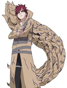 an anime character with red hair wearing a long coat and holding a cell phone in his hand