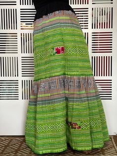 "Maxi Hmong elastic waist Skirt,Thailand Hmong Hill Tribe Maxi Skirt,Amazing Hilltribe skirts , made by Hilltribe fabric, Vintage embroidered and appliqued block printed pleated skirt. Maxi Hmong elastic waist Skirt, 100% cotton and Hilltribe Fabric Measurements - W 28-36\" - Hip 50\" - Total Length : 38\" ❤️ PAYMENT We accept payments via PayPal only. ❤️❤️ Delivery Time : USA only 2business days Canada: 2- 3 business days France: 2- 3 business days Germany 2- 3 business days North America: 2- 3 Hmong Inspired Clothing, Hmong Skirt, Hmong Clothing, Maxi Skirt Vintage, Hmong Necklace Silver, Hmong Textiles, Fabric Gift Wrap, Printed Pleated Skirt, Elastic Waist Skirt