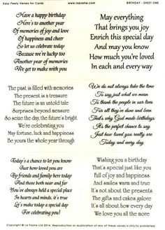 a poem written in cursive writing on white paper with black ink and an image of the words happy birthday