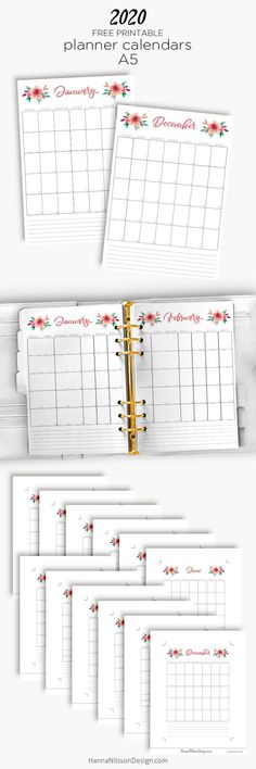 the calendar planner is open and ready to be used for planners, with floral designs on them