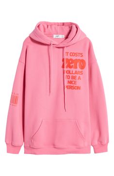 This roomy cotton-blend-fleece hoodie not only cheers you up with its happy pink hue but features graphics that encourage you to be your best self. Drawstring hood Kangaroo pocket Ribbed cuffs and hem Partially lined 50% cotton, 50% polyester Machine wash, line dry Imported Oversized Pink Sporty Hoodie, Pink Oversized Sporty Hoodie, Sporty Oversized Pink Hoodie, Pink Sweatshirt With Screen Print For Streetwear, Pink Graphic Print Hooded Hoodie, Pink Hooded Hoodie With Graphic Print, Pink Cotton Hoodie With Screen Print, Pink Screen Print Sweatshirt For Fall, Casual Pink Hoodie With Screen Print