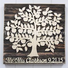 a wooden sign that says, mr and mrs jackson with an apple tree on it