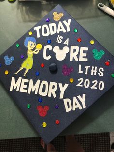 a graduation cap that says today is a core hits memory day