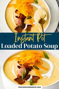 the instant pot loaded potato soup is ready to be eaten